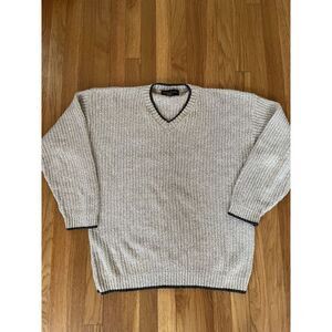 Liberty Sweater Mens Size XL Biege‎ V Neck Made In Usa Vtg Pullover